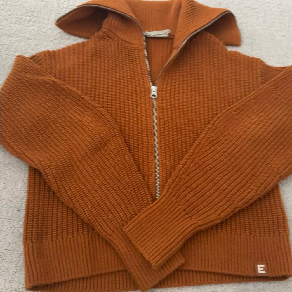 Everlane Burnt orange knitted zip up jumper